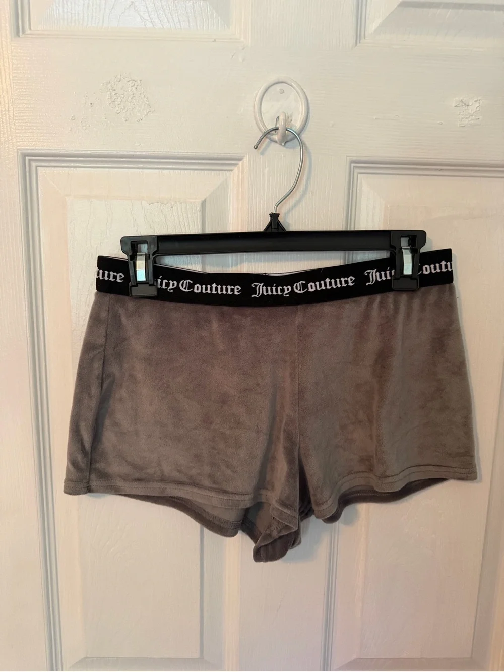 Juicy Couture Gray Velour Lounge Shorts with Logo Waistband